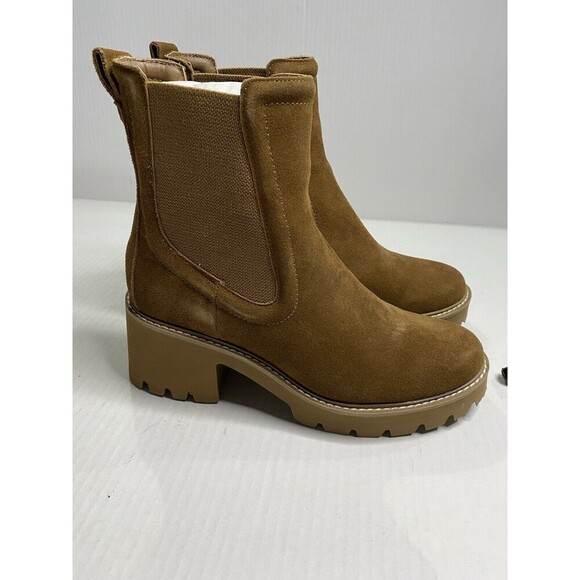 Dolce Vita Hawk H20 Chestnut Suede Waterproof Womens 6.5 Chelsea Boot New chunky - Picture 1 of 9